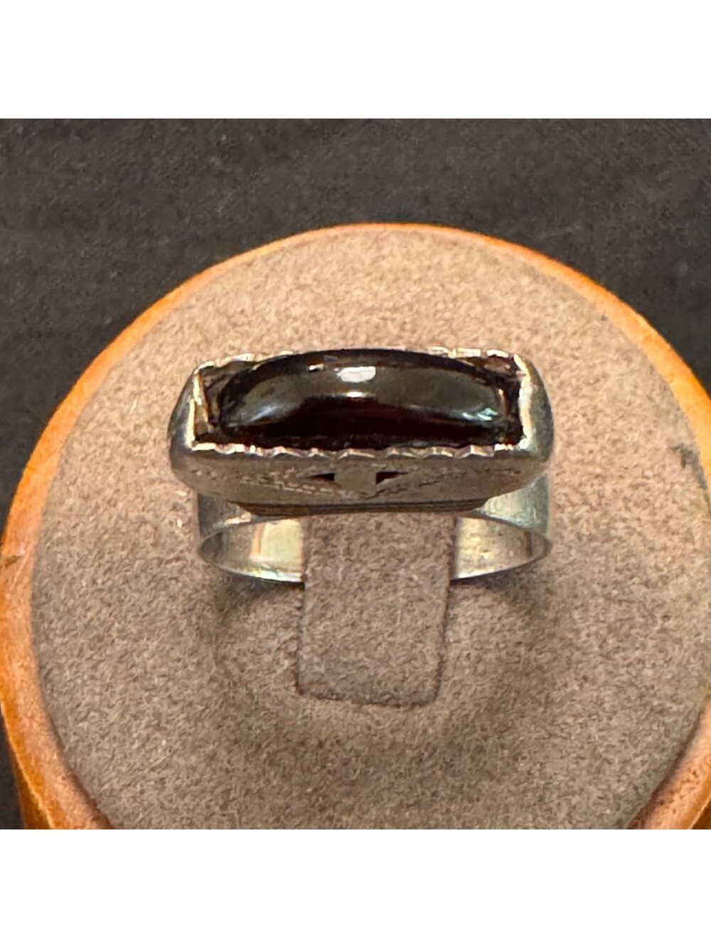 Solid Sterling Silver 925 Black Onyx Horizontal Bezel Set Ring Size 7.25